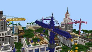 Screenshot of the Minecraft Bedrock Marketplace product Parkour Crane City created by 4KS Studios.
