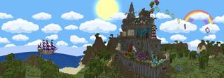 Panorama of the Minecraft Bedrock Marketplace product Parkour Mountain created by 4KS Studios.