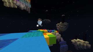 Screenshot of the Minecraft Bedrock Marketplace product Parkour Rainbow Road created by 4KS Studios.