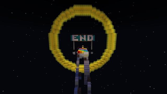 Screenshot of the Minecraft Bedrock Marketplace product Parkour Rainbow Road created by 4KS Studios.