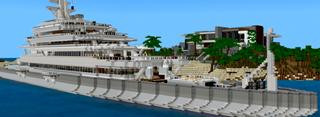 Panorama of the Minecraft Bedrock Marketplace product Party Boat Island created by 4KS Studios.