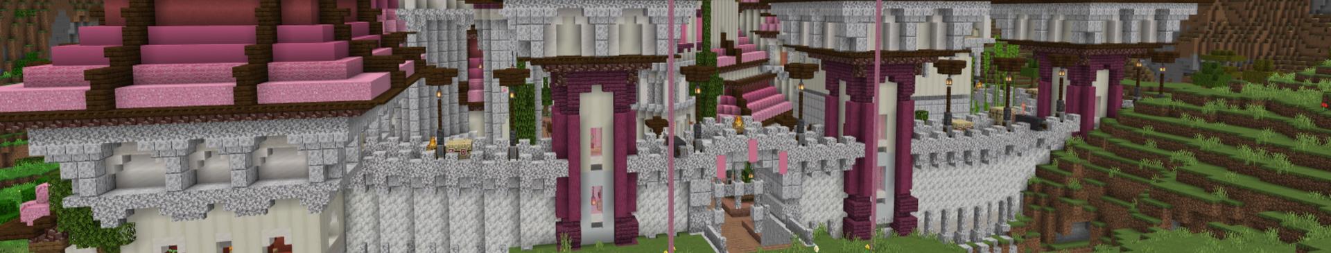 Panorama of the Minecraft Bedrock Marketplace product Pretty Pink Castle created by 4KS Studios.