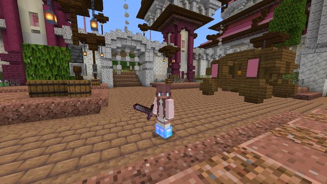 Screenshot of the Minecraft Bedrock Marketplace product Pretty Pink Castle created by 4KS Studios.