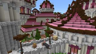 Screenshot of the Minecraft Bedrock Marketplace product Pretty Pink Castle created by 4KS Studios.