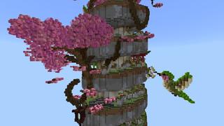 Screenshot of the Minecraft Bedrock Marketplace product Sakura Parkour Spiral created by 4KS Studios.
