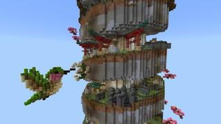 Screenshot of the Minecraft Bedrock Marketplace product Sakura Parkour Spiral created by 4KS Studios.