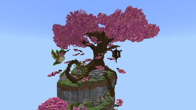 Screenshot of the Minecraft Bedrock Marketplace product Sakura Parkour Spiral created by 4KS Studios.