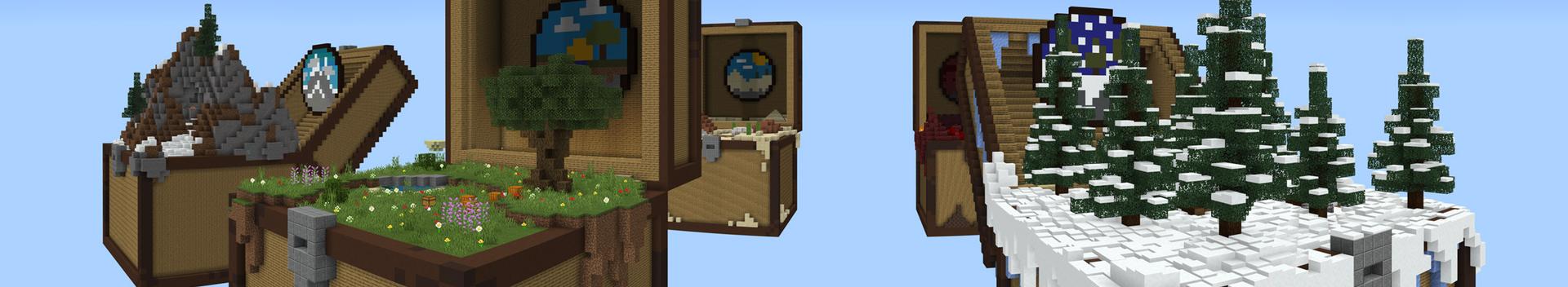 Panorama of the Minecraft Bedrock Marketplace product Skyblock Chests created by 4KS Studios.