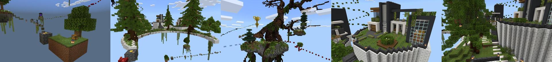 Panorama of the Minecraft Bedrock Marketplace product Skyblock Parkour Mansion created by 4KS Studios.