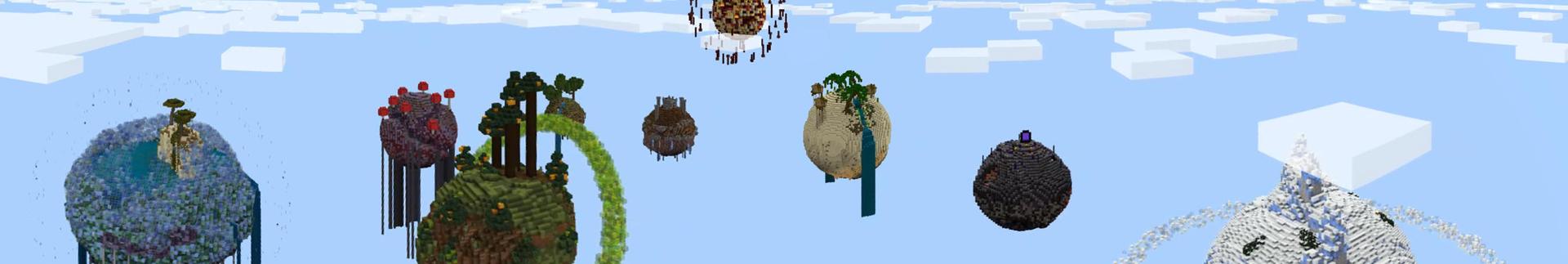 Panorama of the Minecraft Bedrock Marketplace product Skyblock Planets created by 4KS Studios.