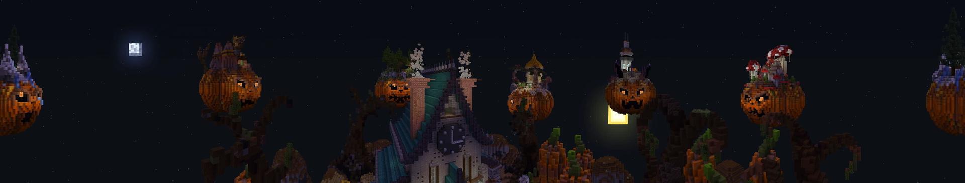 Panorama of the Minecraft Bedrock Marketplace product Spooky Skyblock Pumpkins created by 4KS Studios.