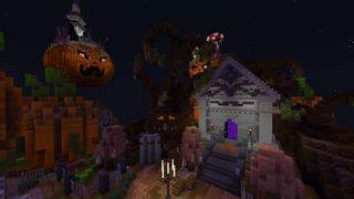 Screenshot of the Minecraft Bedrock Marketplace product Spooky Skyblock Pumpkins created by 4KS Studios.