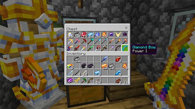 Screenshot of the Minecraft Bedrock Marketplace product Weapons Add-On created by 4KS Studios.