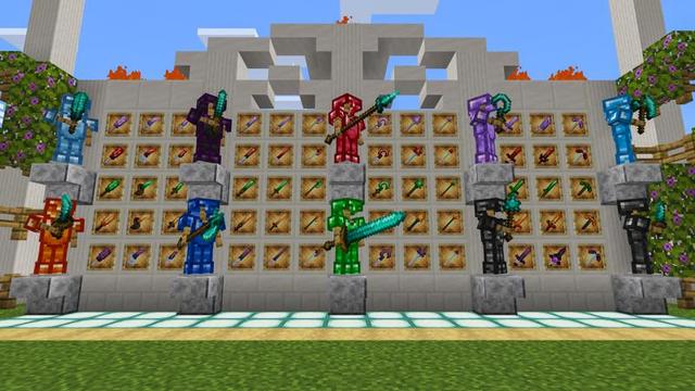 Screenshot of the Minecraft Bedrock Marketplace product Weapons Add-On created by 4KS Studios.