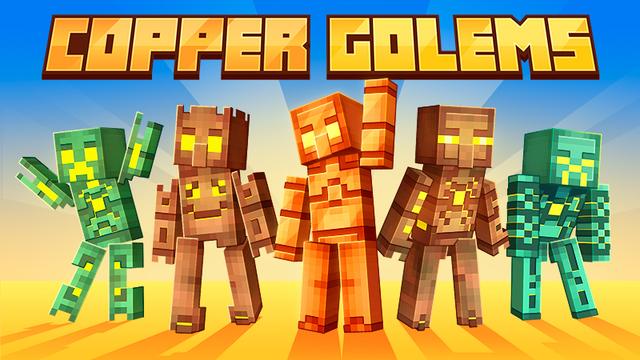 Thumbnail of the Minecraft Bedrock Marketplace product Copper Golems created by 5 Frame Studios.