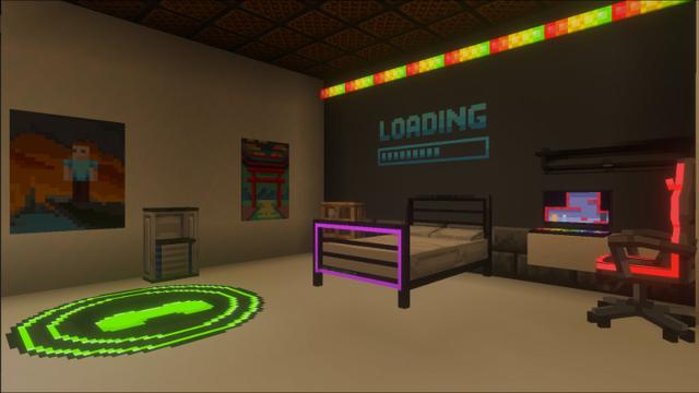 Screenshot of the Minecraft Bedrock Marketplace product Gaming Furniture Add-On created by 5 Frame Studios.