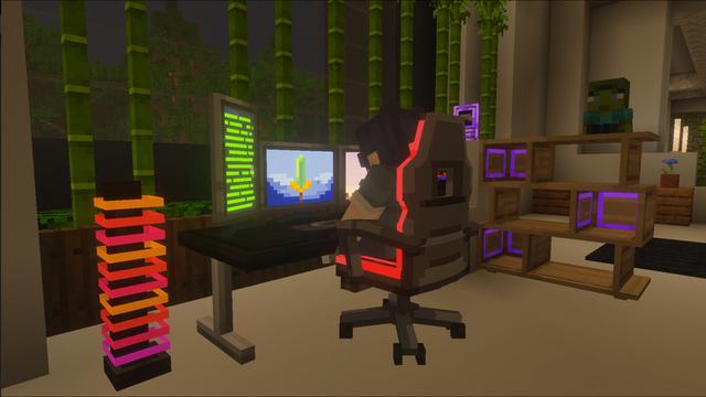 Screenshot of the Minecraft Bedrock Marketplace product Gaming Furniture Add-On created by 5 Frame Studios.