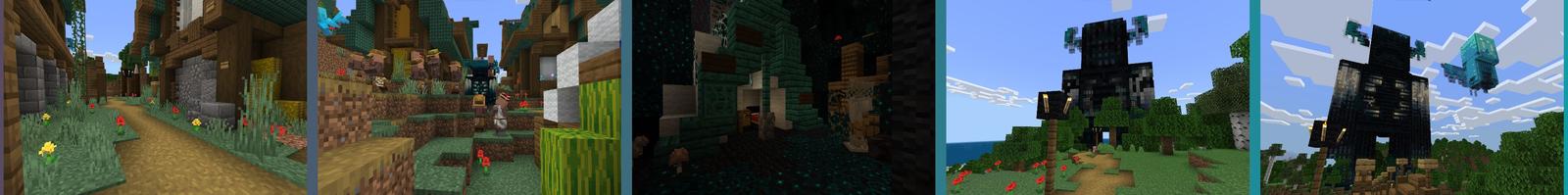 Panorama of the Minecraft Bedrock Marketplace product How To Live Inside a Warden created by 5 Frame Studios.