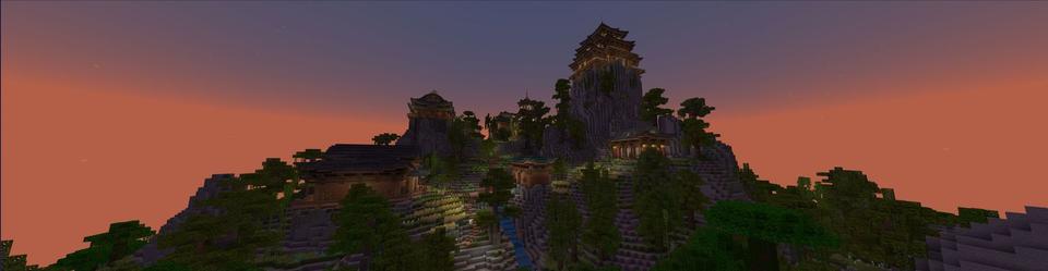 Panorama of the Minecraft Bedrock Marketplace product Japanese Mountain Village created by 5 Frame Studios.