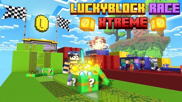 Thumbnail of the Minecraft Bedrock Marketplace product Lucky Block Race created by 5 Frame Studios.