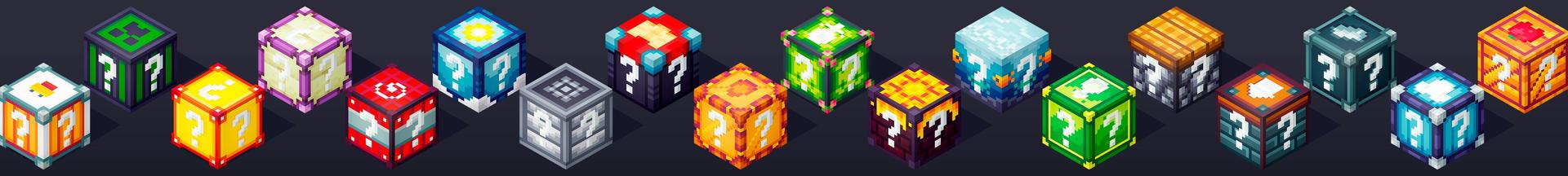 Panorama of the Minecraft Bedrock Marketplace product Lucky Blocks Add-On created by 5 Frame Studios.