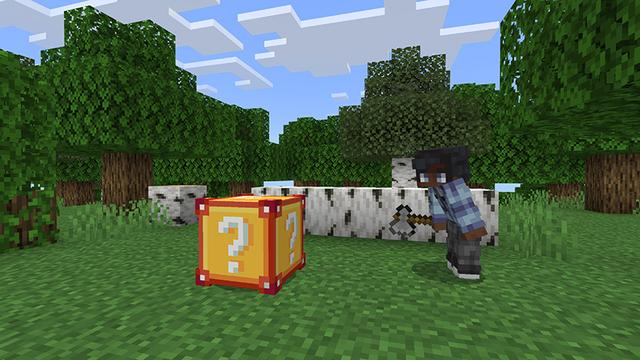 Screenshot of the Minecraft Bedrock Marketplace product Lucky Blocks Add-On created by 5 Frame Studios.