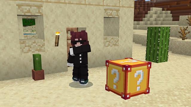 Screenshot of the Minecraft Bedrock Marketplace product Lucky Blocks Add-On created by 5 Frame Studios.