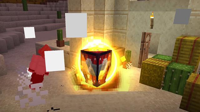 Screenshot of the Minecraft Bedrock Marketplace product Lucky Blocks Add-On created by 5 Frame Studios.
