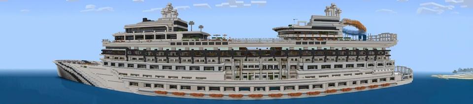 Panorama of the Minecraft Bedrock Marketplace product Mega Cruise Ship created by 5 Frame Studios.