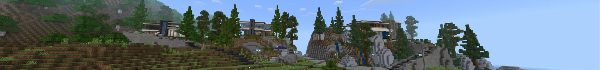 Panorama of the Minecraft Bedrock Marketplace product Noob Pro Hacker Mansions created by 5 Frame Studios.