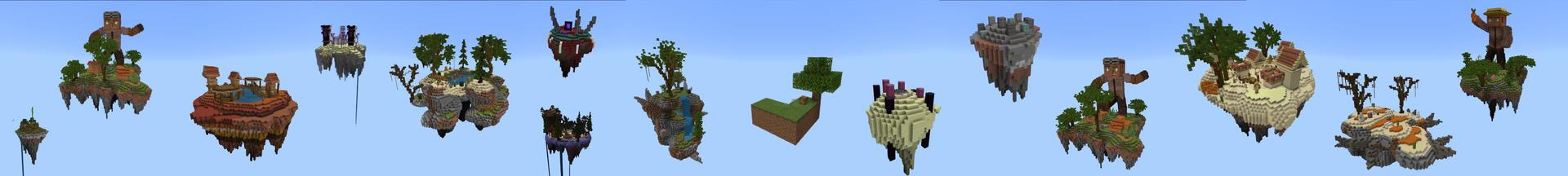 Panorama of the Minecraft Bedrock Marketplace product OP Villagers Sky Islands created by 5 Frame Studios.