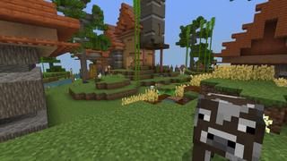 Screenshot of the Minecraft Bedrock Marketplace product OP Villagers Sky Islands created by 5 Frame Studios.