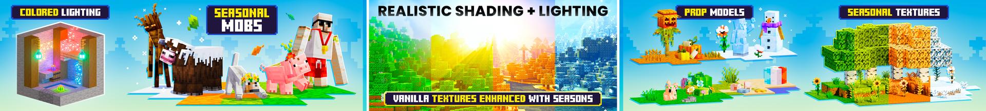 Panorama of the Minecraft Bedrock Marketplace product Seasons Realism+ created by 5 Frame Studios.