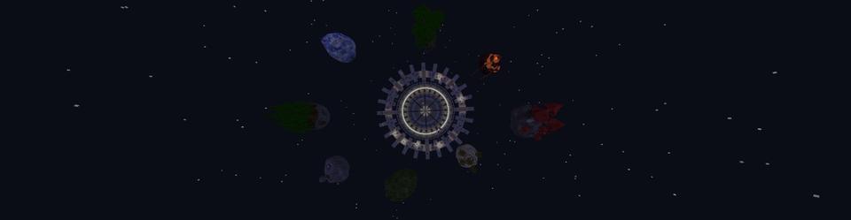 Panorama of the Minecraft Bedrock Marketplace product Space Station Skyblock created by 5 Frame Studios.