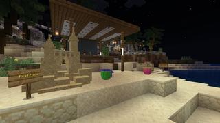 Screenshot of the Minecraft Bedrock Marketplace product Tropical Furniture Mansion created by 5 Frame Studios.