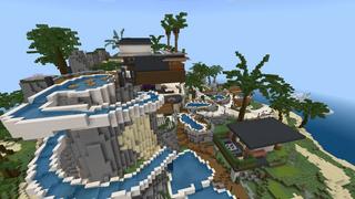 Screenshot of the Minecraft Bedrock Marketplace product Tropical Furniture Mansion created by 5 Frame Studios.