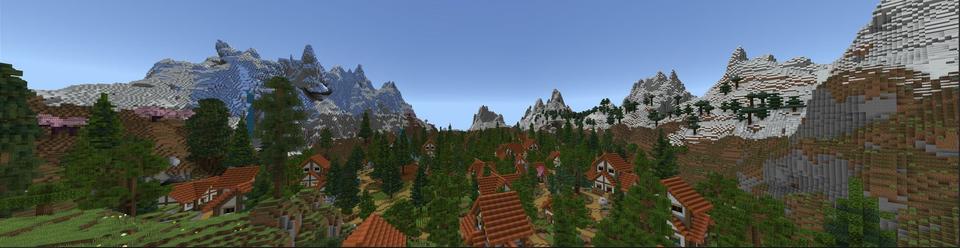 Panorama of the Minecraft Bedrock Marketplace product Valley Village created by 5 Frame Studios.