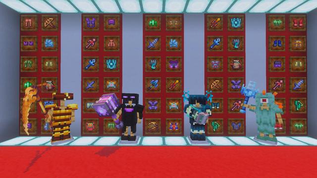 Screenshot of the Minecraft Bedrock Marketplace product WEAPONS + ARMOR Add-On created by 5 Frame Studios.