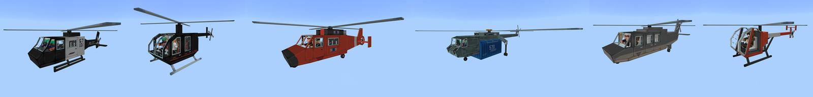 Panorama of the Minecraft Bedrock Marketplace product Better Helicopters created by 57Digital.
