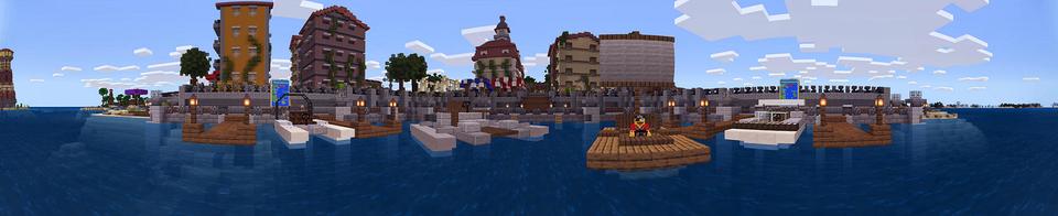 Panorama of the Minecraft Bedrock Marketplace product Boat Builder created by 57Digital.
