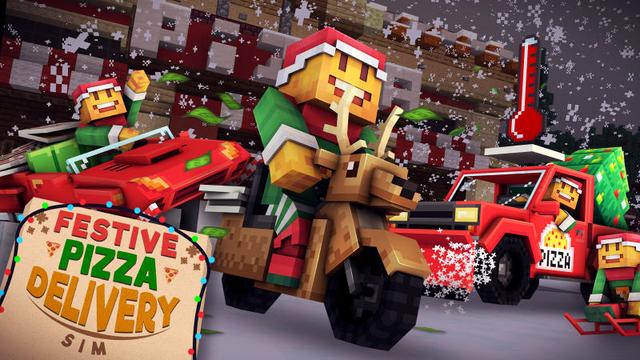 Thumbnail of the Minecraft Bedrock Marketplace product Festive Pizza Delivery Sim created by 57Digital.