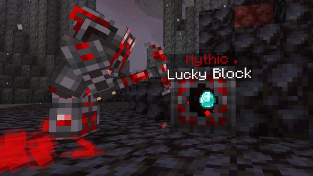 Screenshot of the Minecraft Bedrock Marketplace product Lucky Block Evolved Add-On created by 57Digital.