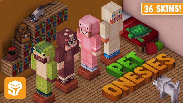 Thumbnail of the Minecraft Bedrock Marketplace product Pet Onesies created by 57Digital.