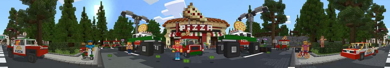 Panorama of the Minecraft Bedrock Marketplace product Pizza Delivery Simulator created by 57Digital.