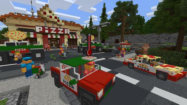 Screenshot of the Minecraft Bedrock Marketplace product Pizza Delivery Simulator created by 57Digital.