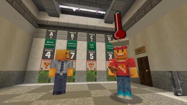Screenshot of the Minecraft Bedrock Marketplace product Pizza Delivery Simulator created by 57Digital.