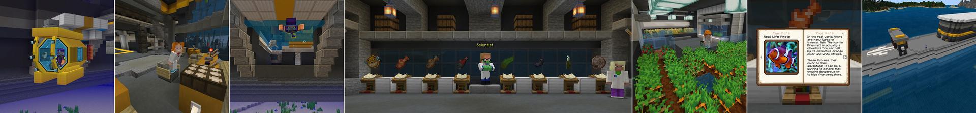 Panorama of the Minecraft Bedrock Marketplace product Research Submarine created by 57Digital.