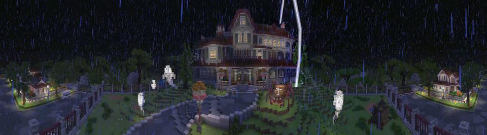 Panorama of the Minecraft Bedrock Marketplace product The CURSE - A Spooky Adventure created by 57Digital.