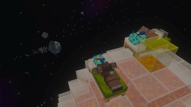Screenshot of the Minecraft Bedrock Marketplace product One Block Space SMP created by A Foxy Toast.