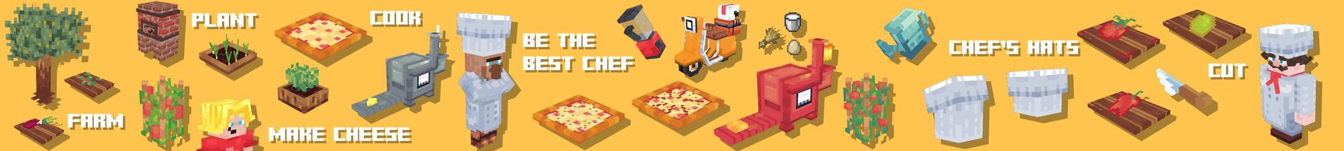Panorama of the Minecraft Bedrock Marketplace product Pizza Rush: Craftable Pizza Add-On created by A Foxy Toast.